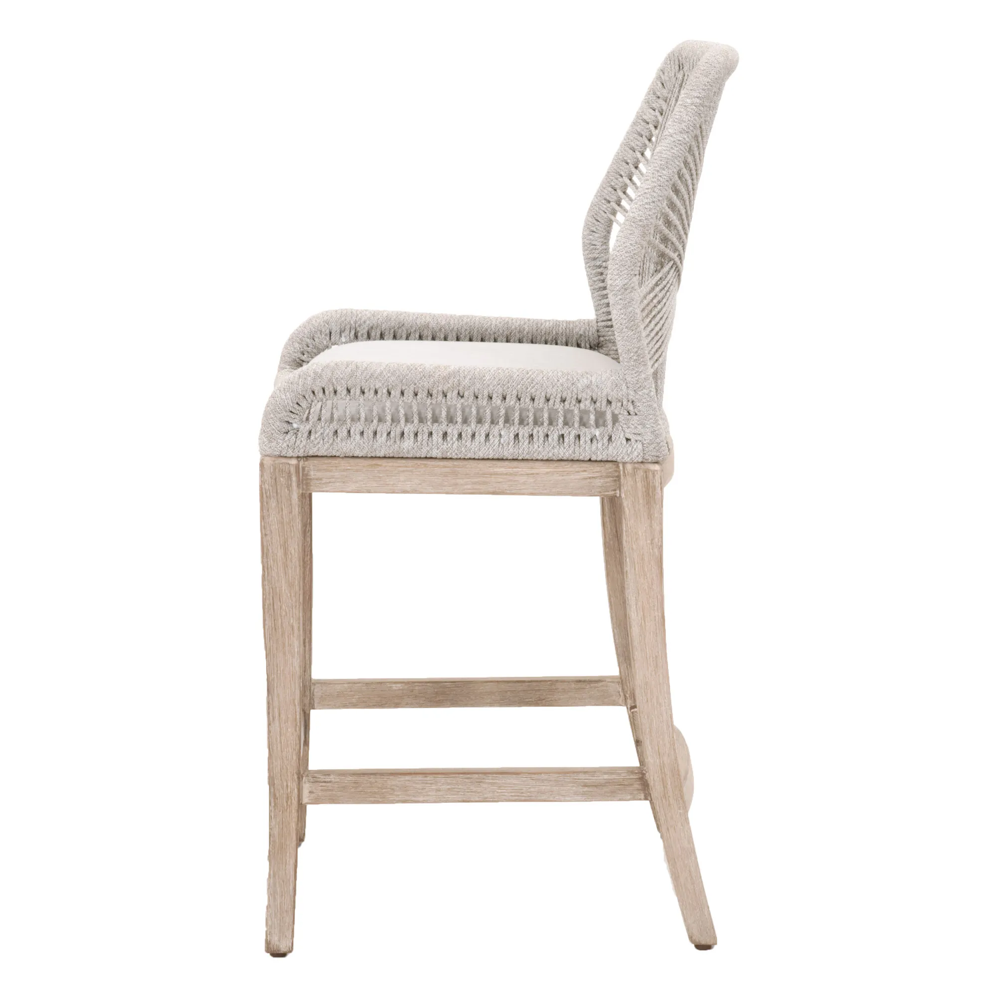 Loom Outdoor Counter Stool in Taupe & White