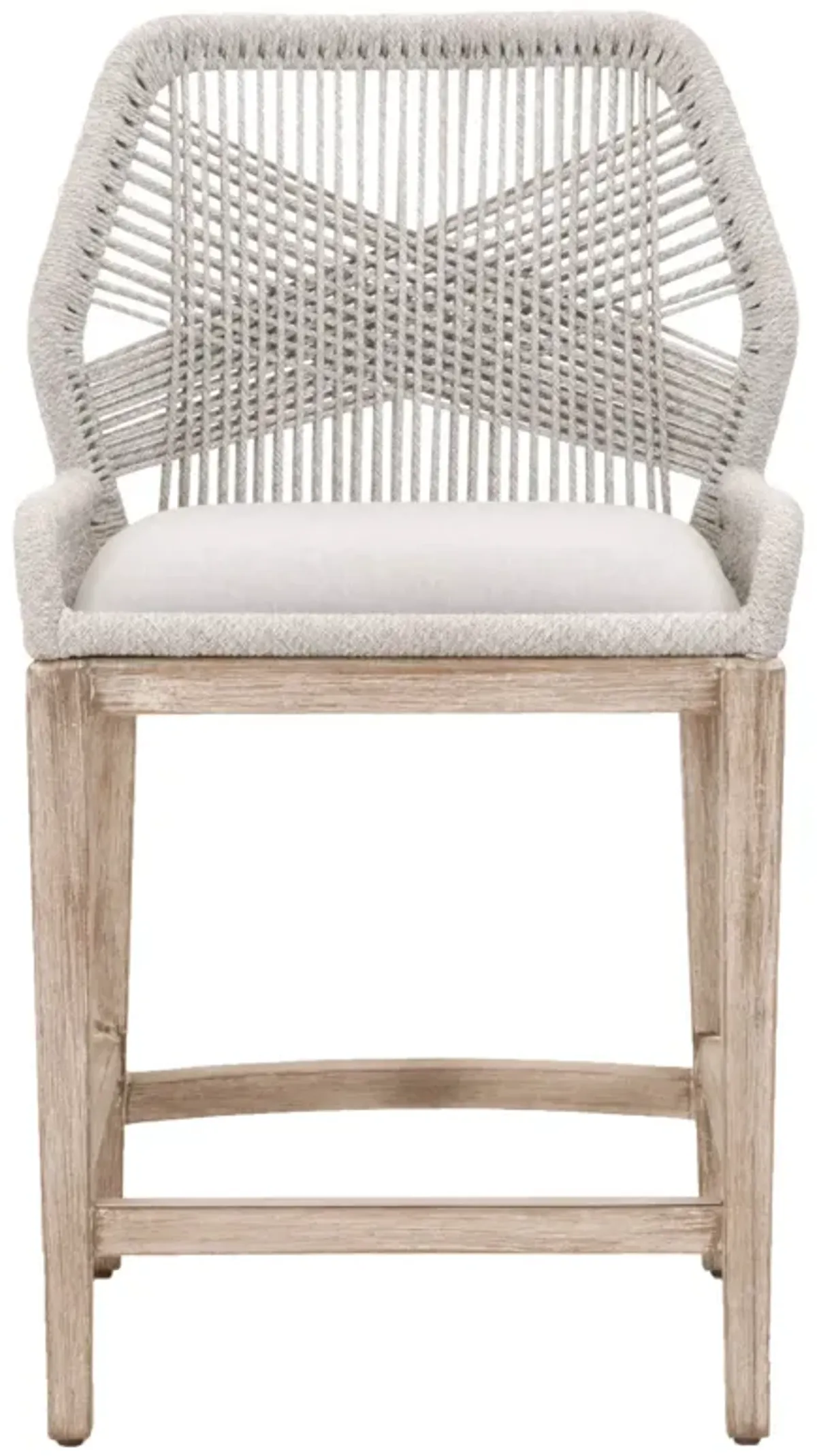 Loom Outdoor Counter Stool in Taupe & White