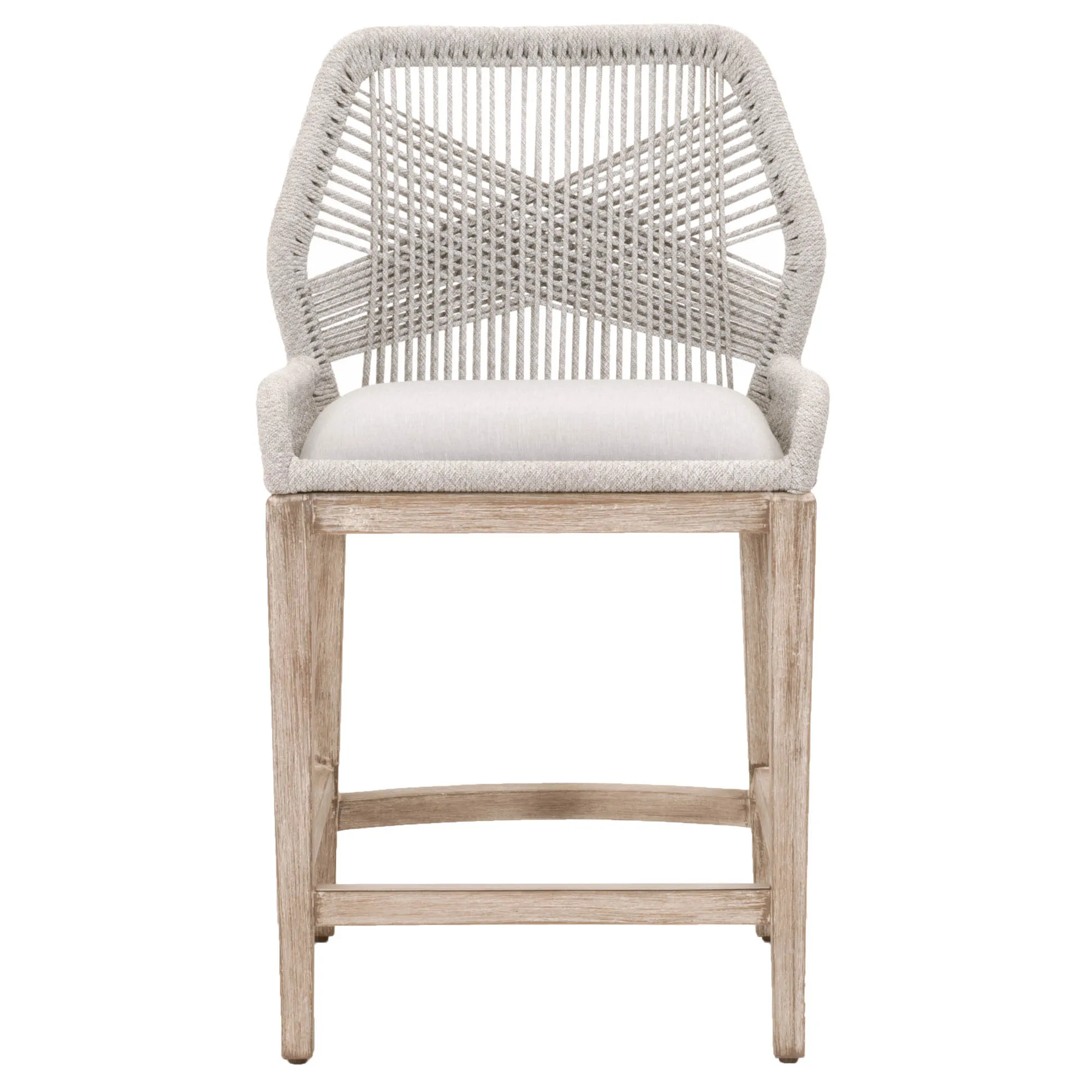 Loom Outdoor Counter Stool in Taupe & White