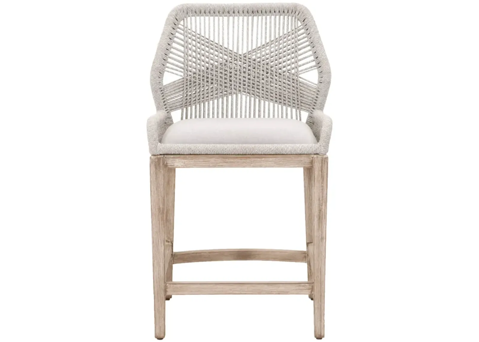 Loom Outdoor Counter Stool in Taupe & White