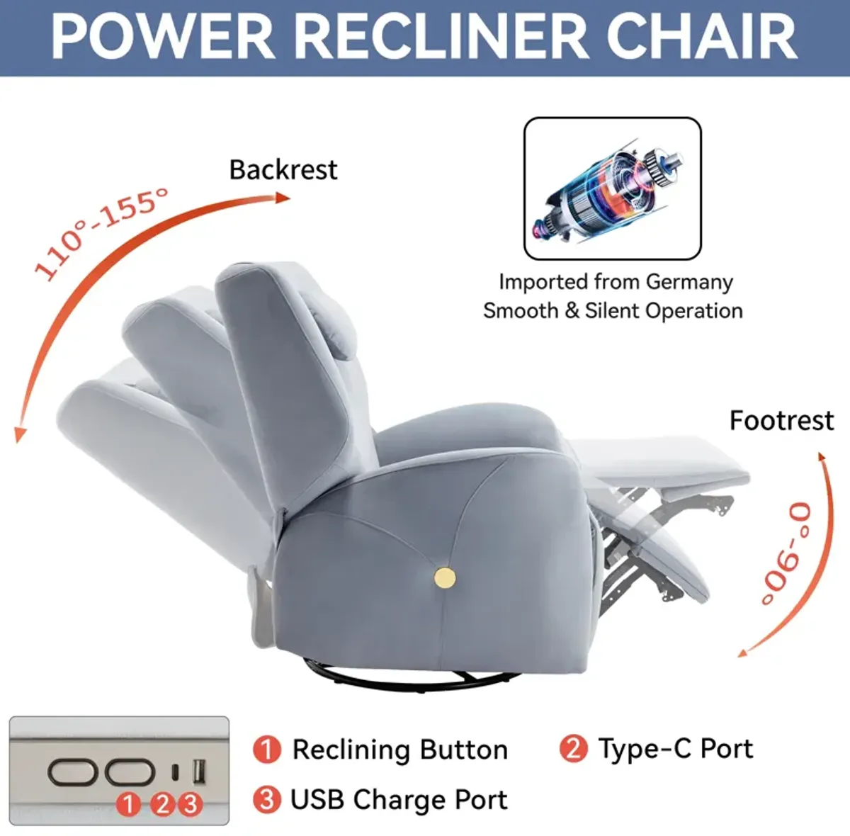 Merax Swivel and Rocker Power Recliner Chair