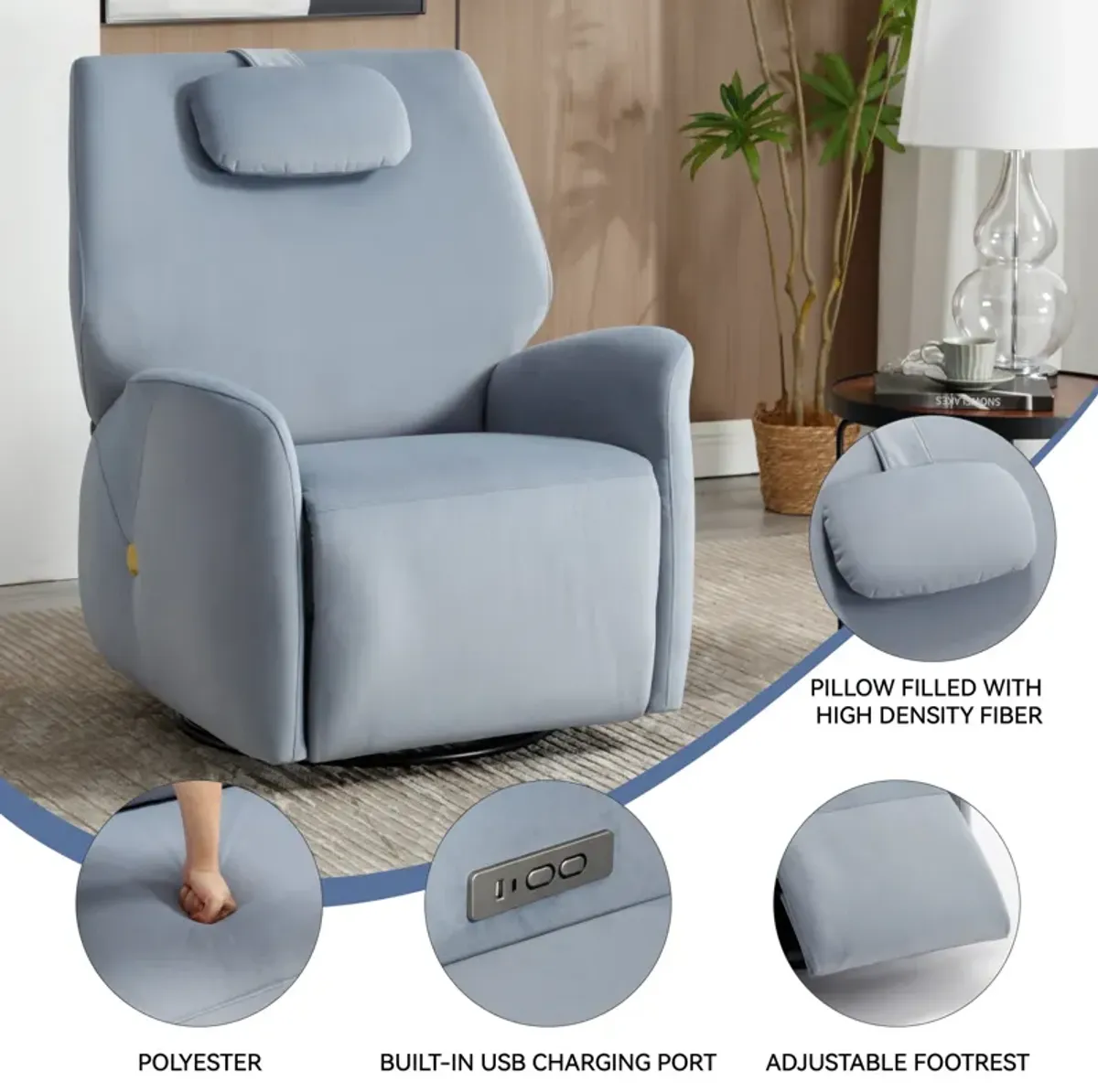 Merax Swivel and Rocker Power Recliner Chair