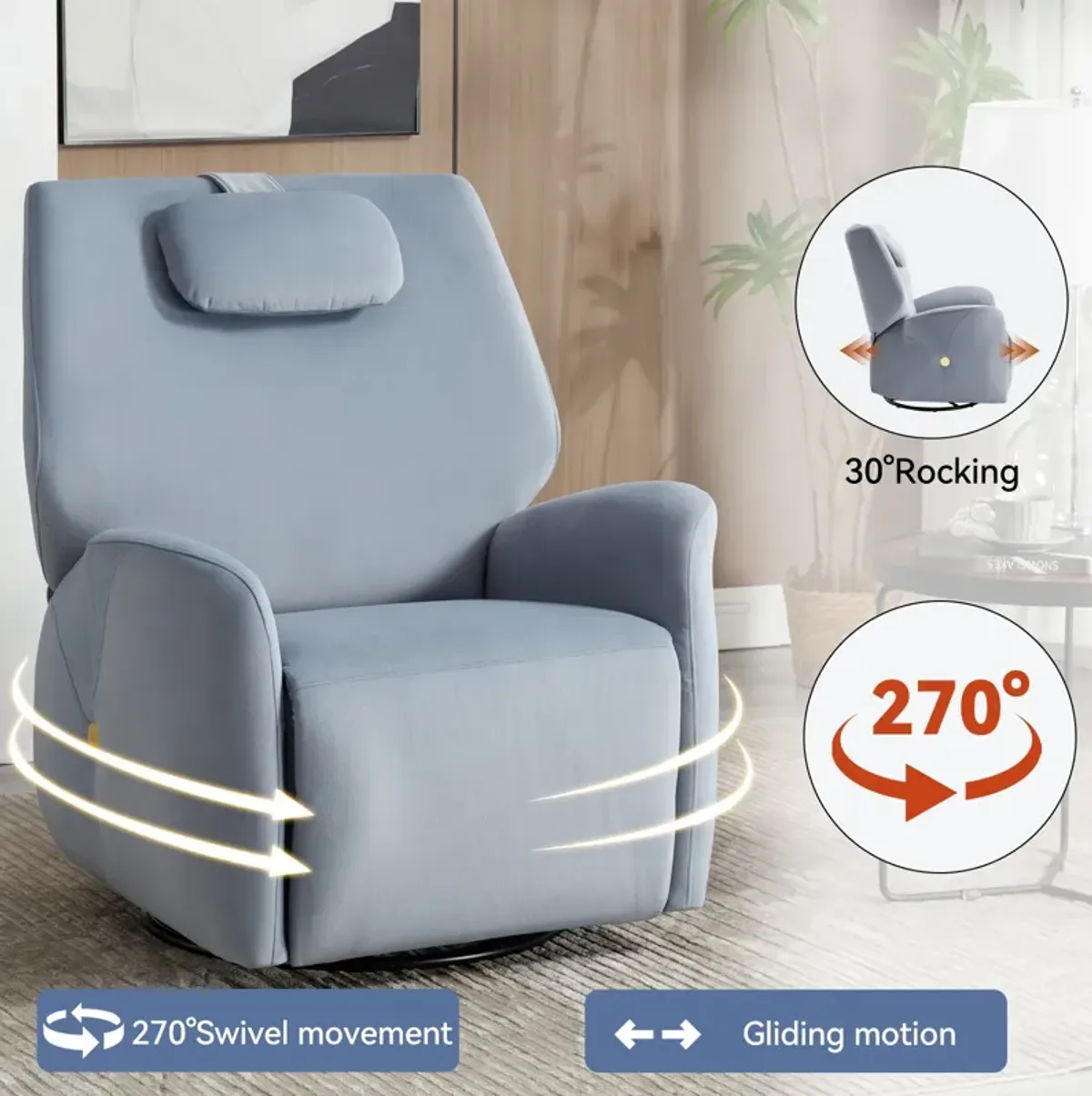 Merax Swivel and Rocker Power Recliner Chair