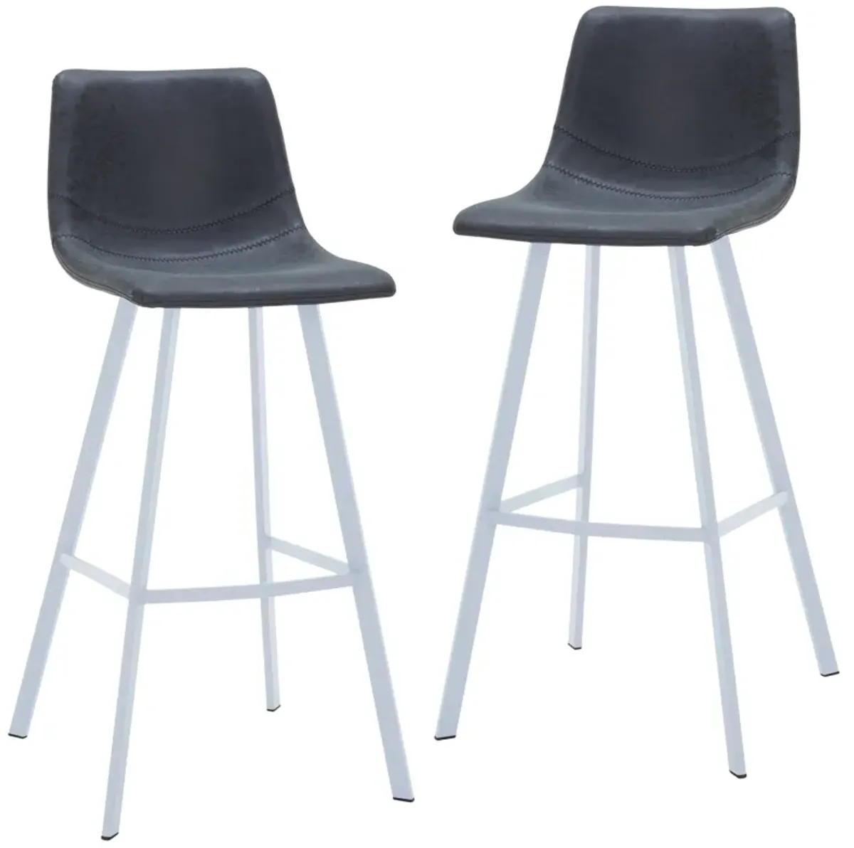 LeisureMod Elland Bar Stool – Modern White Base with Comfortable Padded Seat – Set of 2, Stylish and Durable