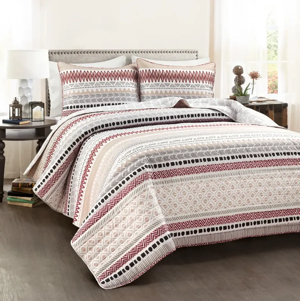 Southwest Stripe Reversible Oversized Quilt 3Pc Set