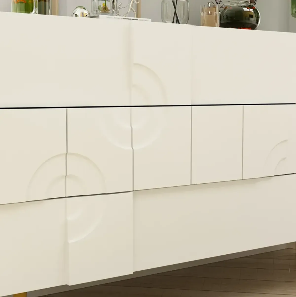 FUFU&GAGA Contemporary/Modern White Sideboard,(55.1" W x 15.7" D x31.5" H) ,White