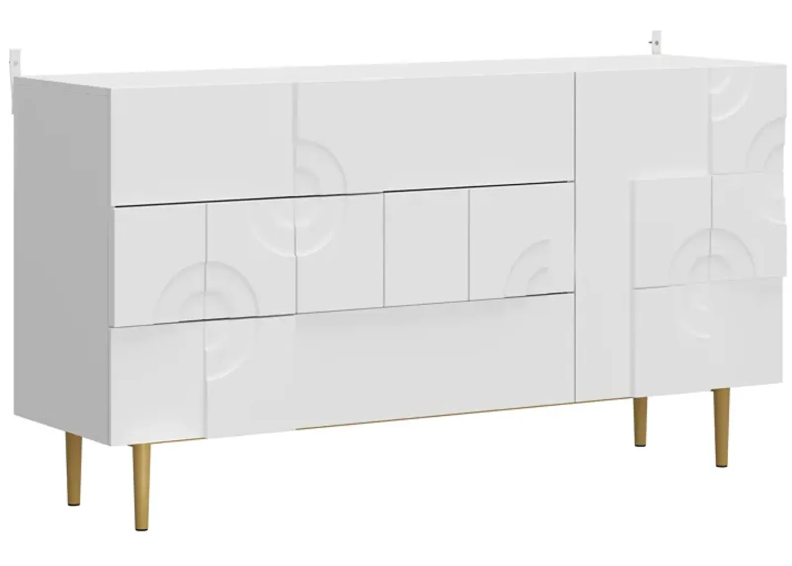 FUFU&GAGA Contemporary/Modern White Sideboard,(55.1" W x 15.7" D x31.5" H) ,White