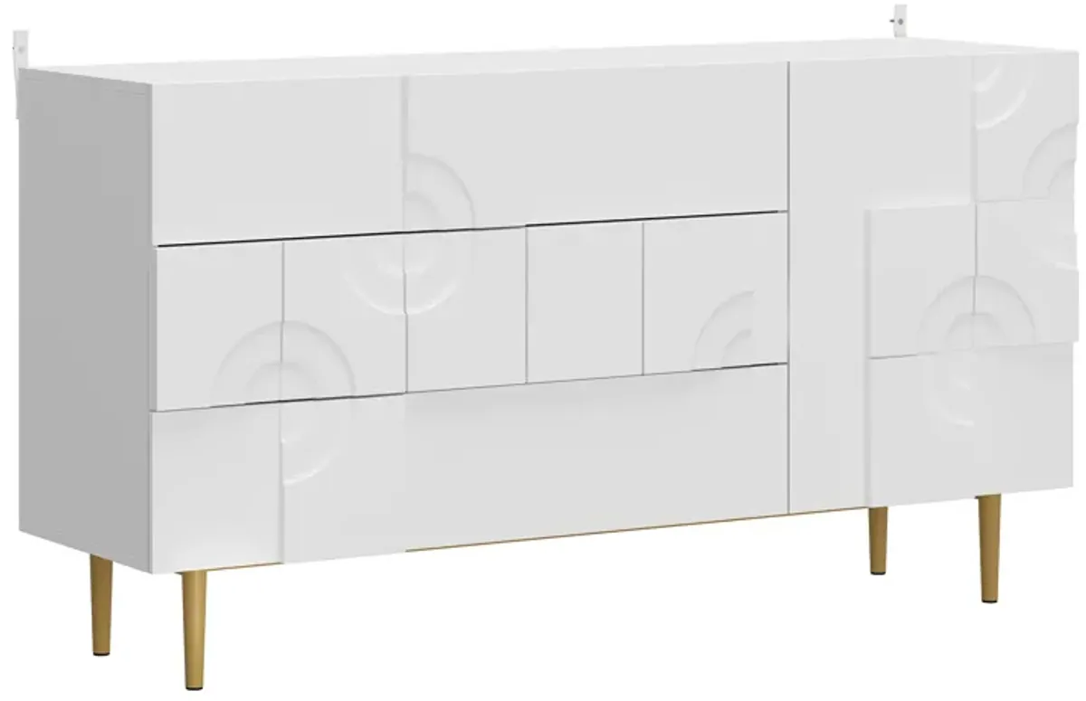 FUFU&GAGA Contemporary/Modern White Sideboard,(55.1" W x 15.7" D x31.5" H) ,White