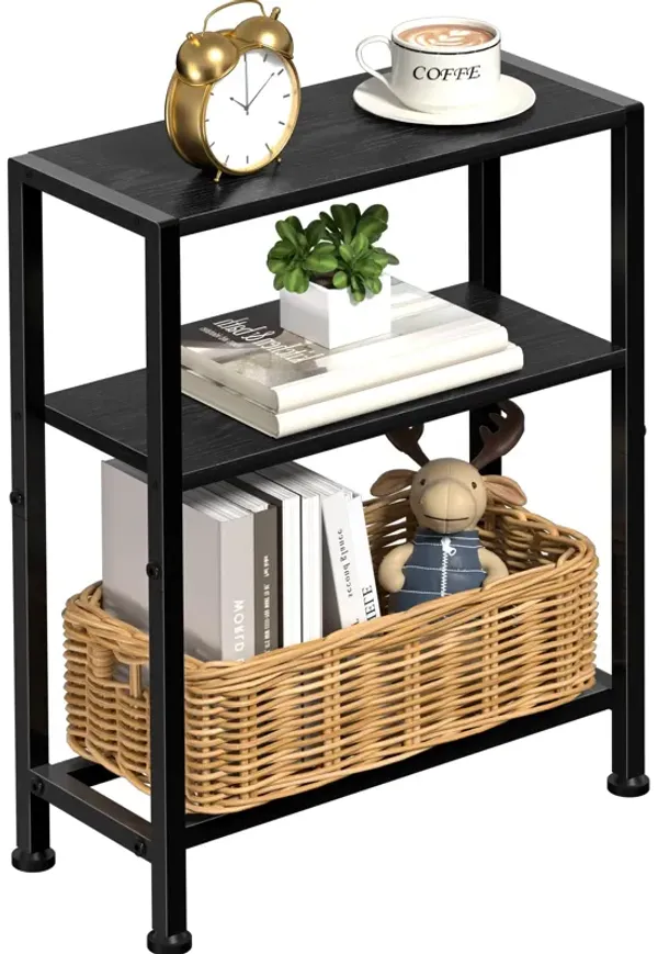 Narrow Side Table for Small Space, 2-Tier Small End Table with Shelf Holder, Slim Nightstand, Skinny Snack Couch Table in Living