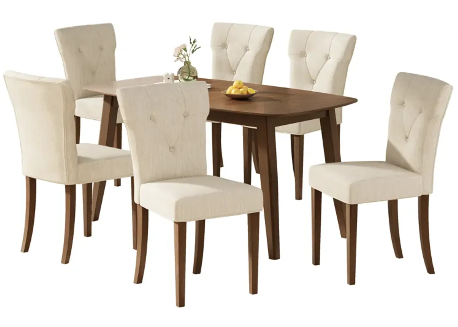 Merax Modern Wood Dining Table Chairs Set of 7