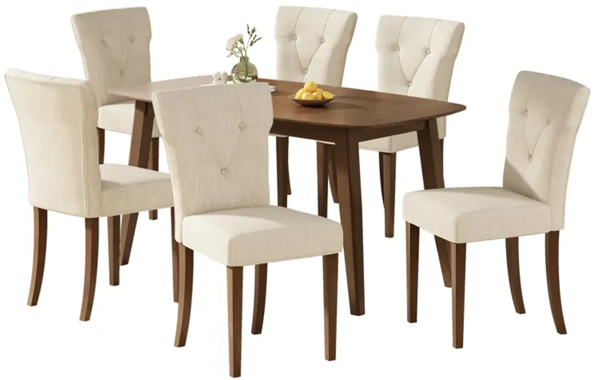 Merax Modern Wood Dining Table Chairs Set of 7