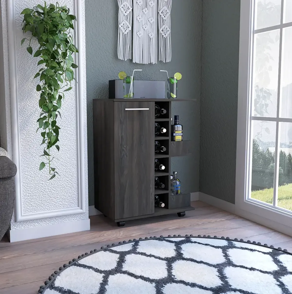 Bar Cart Wells, Living Room, Espresso