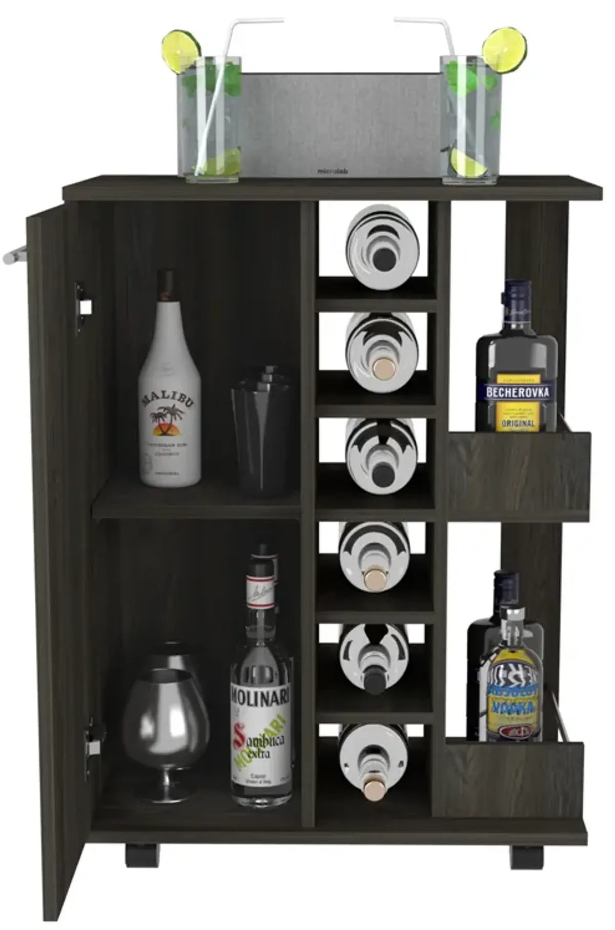 Bar Cart Wells, Living Room, Espresso