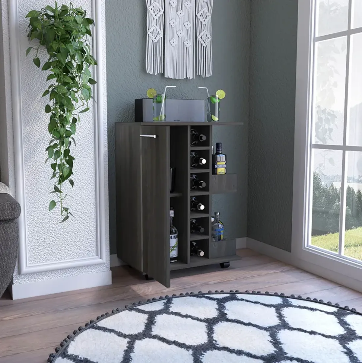 Bar Cart Wells, Living Room, Espresso