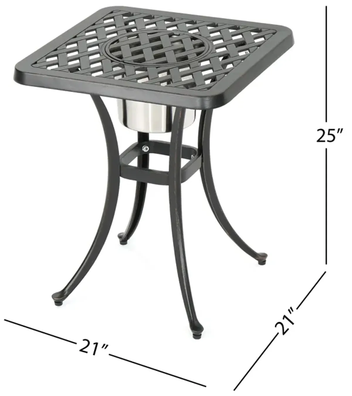 Cast Aluminum Bistro Table with Ice Bucket for Summer Dining