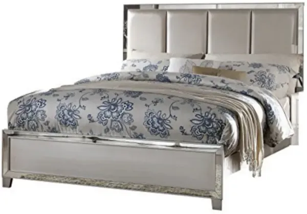 Contemporary Style Elegant Queen Size Bed With Padded Headboard, Gold-Benzara