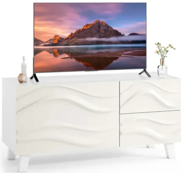 Modern Mid-Century TV Stand with Drawers, Stylish Media Console for Living Room