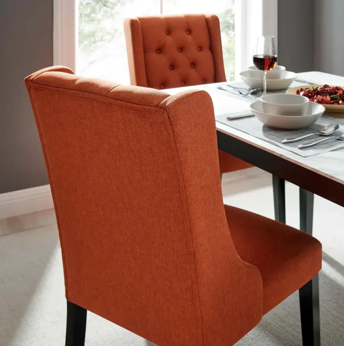 Baronet Button Tufted Fabric Dining Chair