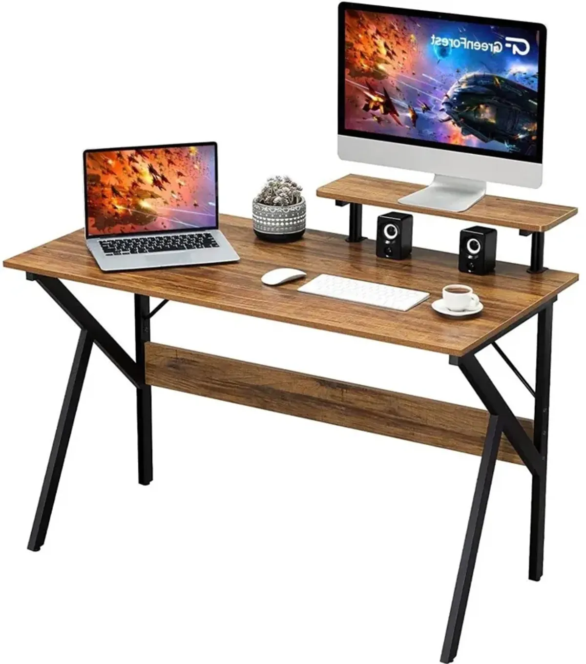 Hivvago Modern 47-inch Home Office Laptop Computer Desk with Moveable Top Shelf