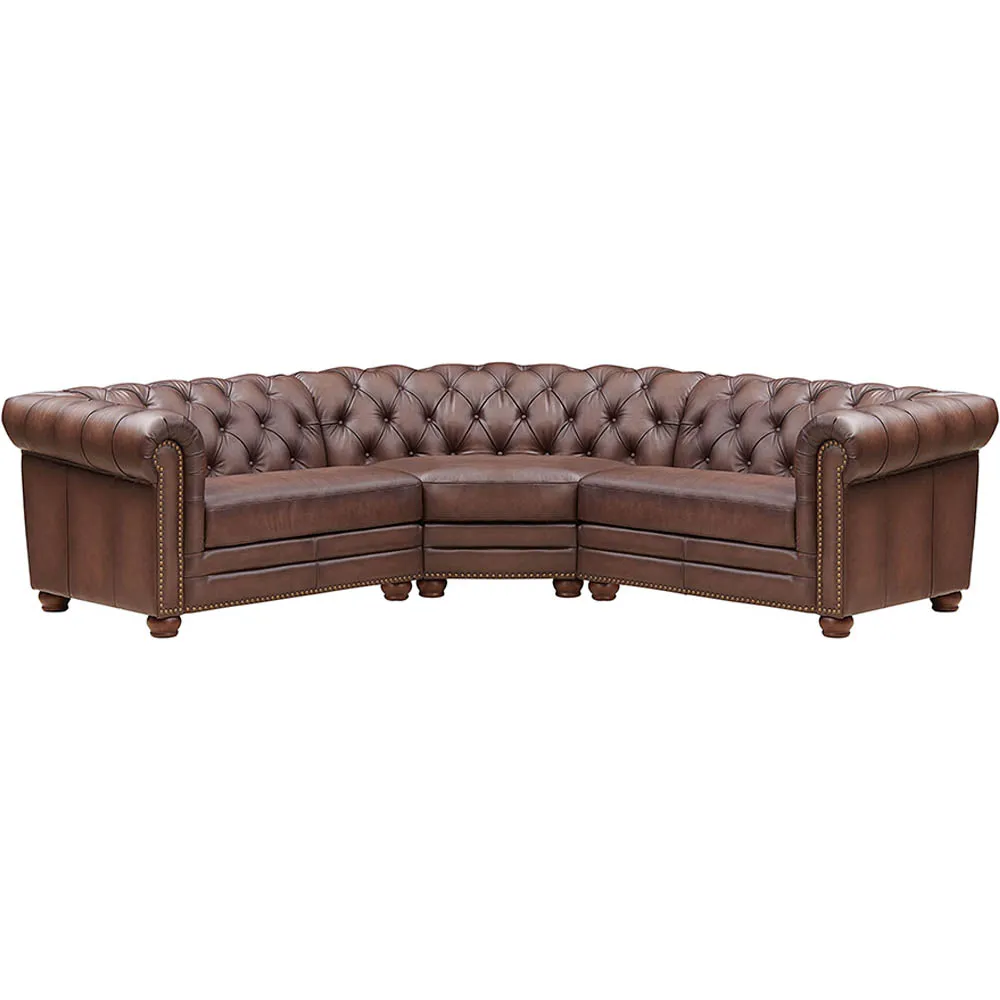 Aliso Top Grain Leather Symmetrical Chesterfield Sectional