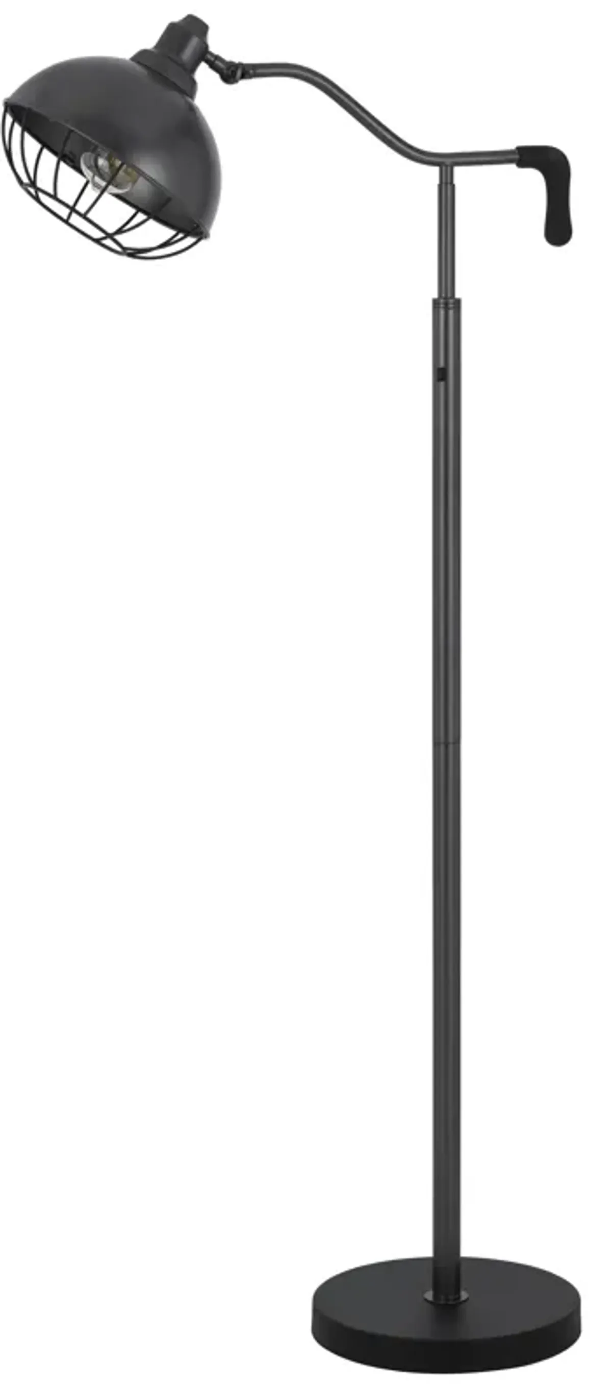 Loga 56 Inch Floor Lamp with Adjustable Cage Style Shade, Black Iron - Benzara