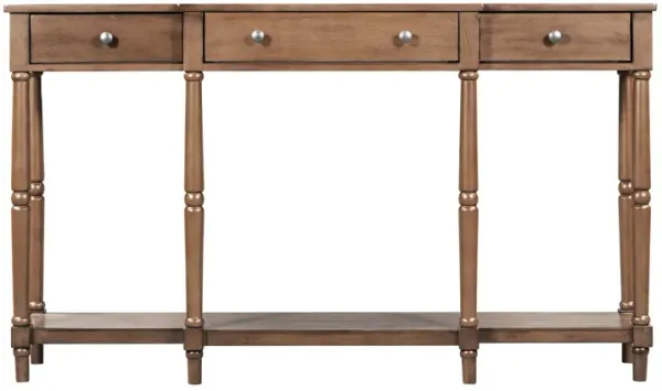 NEW SKU: WF298211AAD----Solid Wood Console Table, Classic Entryway Table with Storage Shelf and Drawer for Home