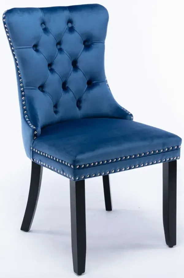 Streamdale Contemporary Velvet Dining Chairs, Blue, 2-PCS Set