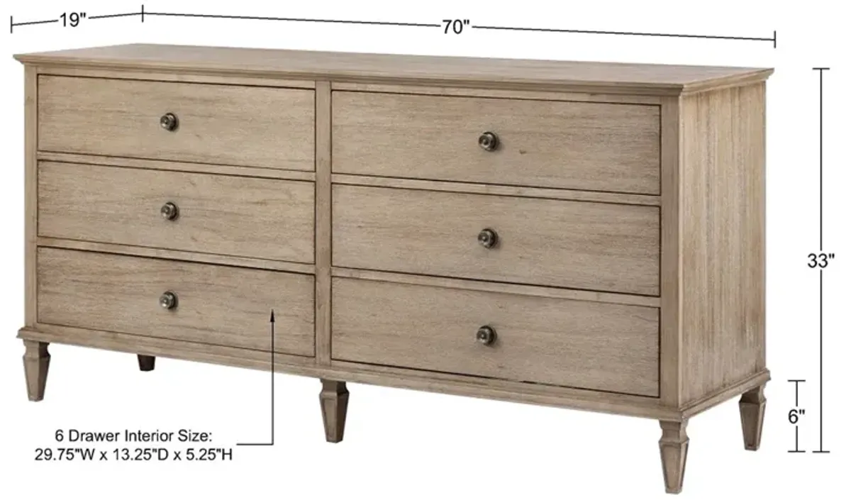 Gracie Mills Bolton French-Inspired 6-Drawer Dresser