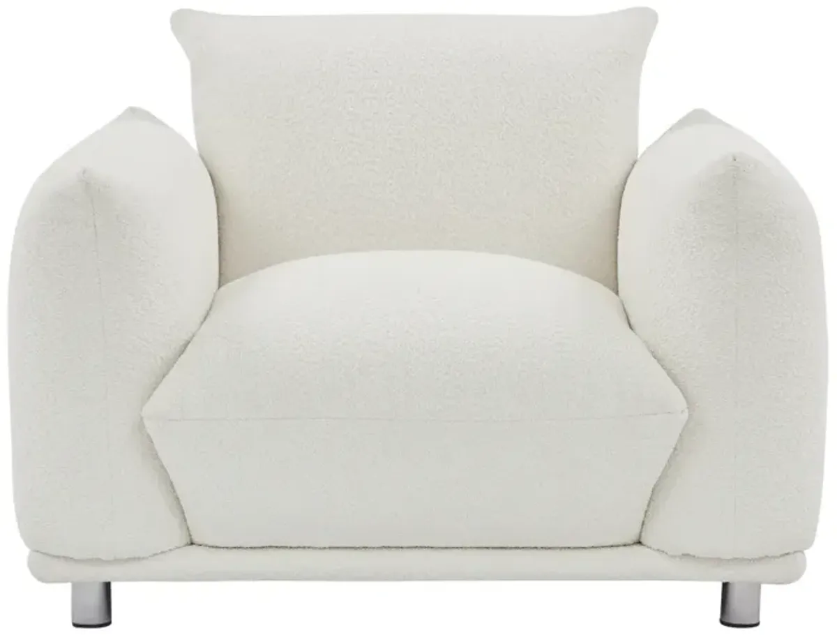 Sherpa Accent Chair Single Sofa 42"W Accent Chair For Bedroom Living Room Apartment, White