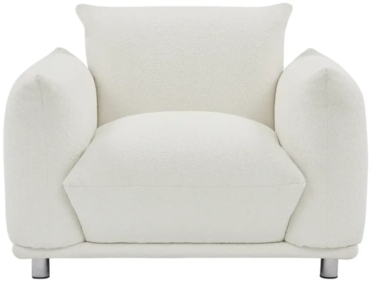 Sherpa Accent Chair Single Sofa 42"W Accent Chair For Bedroom Living Room Apartment, White