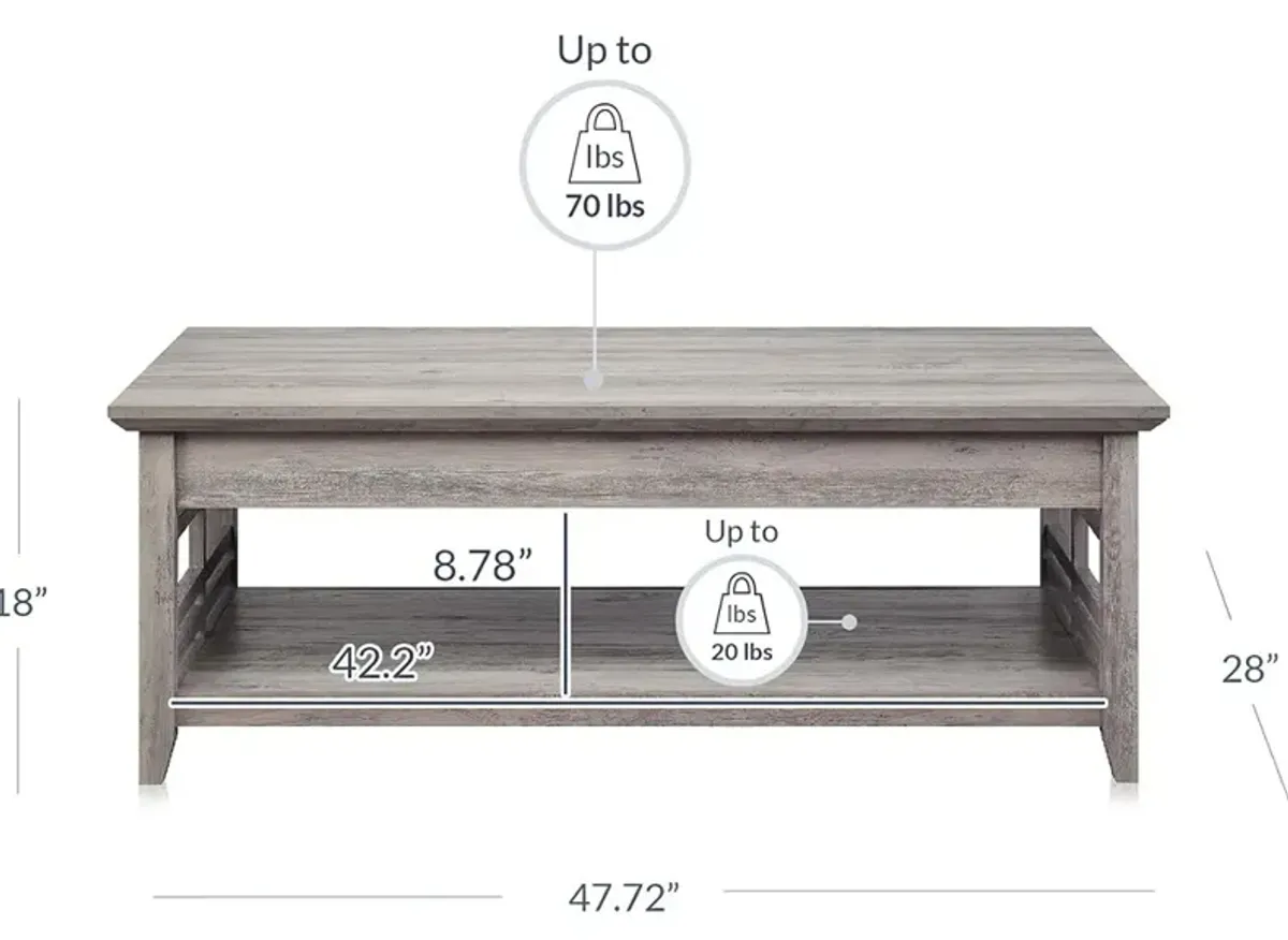 BELLEZE Modern Wood Coffee Table with Storage Shelf Two Tier