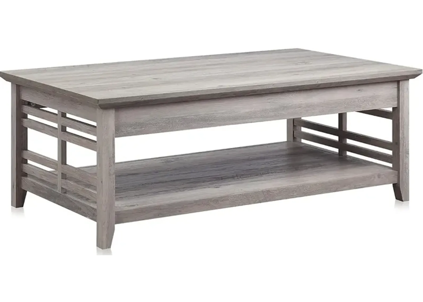 BELLEZE Modern Wood Coffee Table with Storage Shelf Two Tier