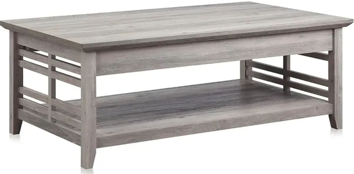 BELLEZE Modern Wood Coffee Table with Storage Shelf Two Tier