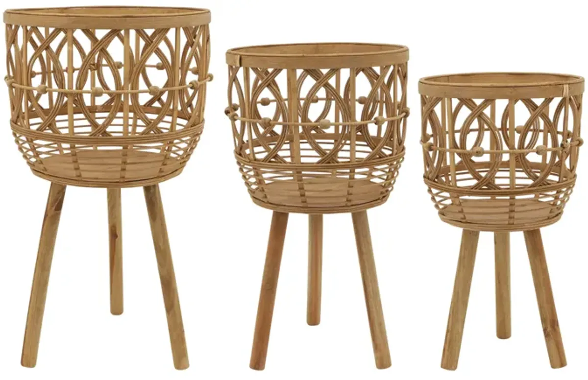 S/3 Bamboo Planters Natural