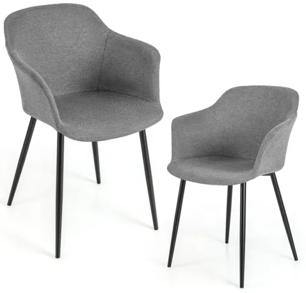 Set of 2 Upholstered Dining Chair with Ergonomic Backrest Design