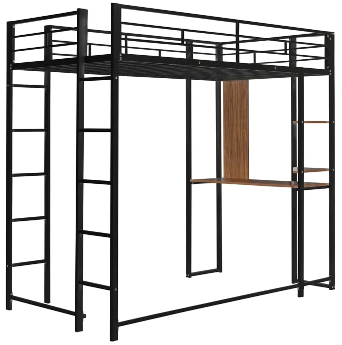 Merax Loft Bed Frame with 2 Built-in Ladders