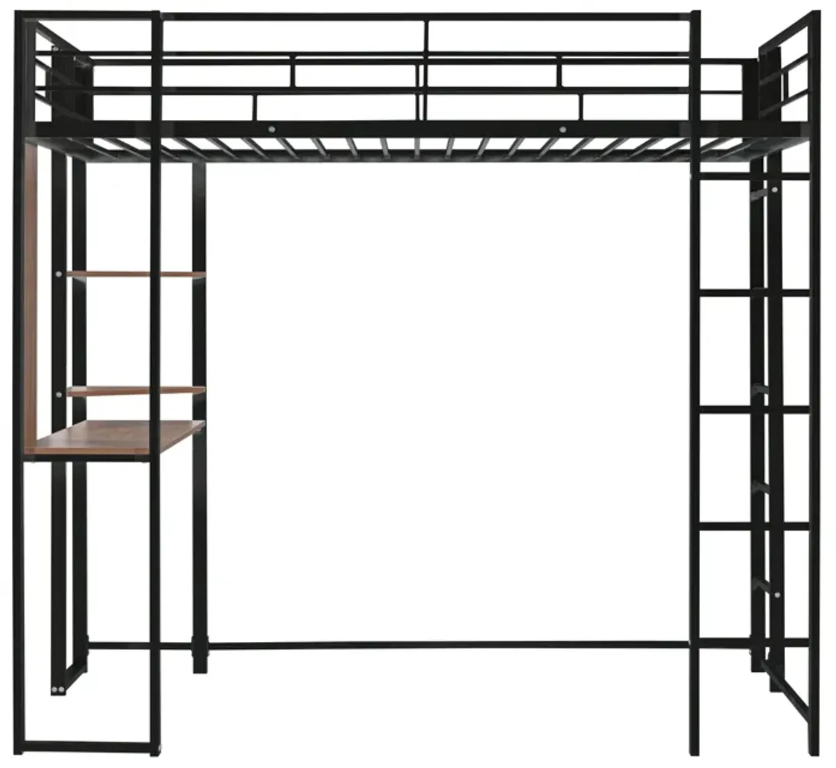 Merax Loft Bed Frame with 2 Built-in Ladders