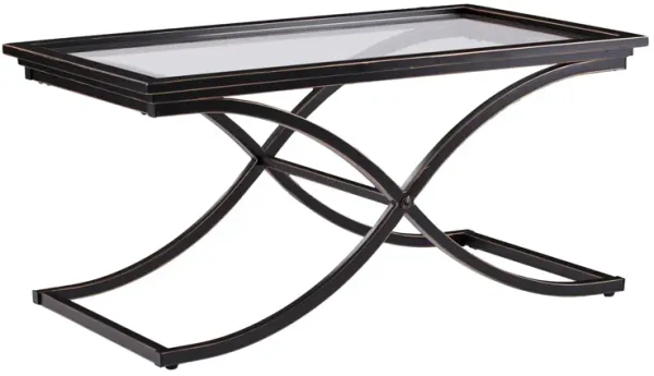 Hivvago 42 Inch  Black Glass And Metal Rectangular Coffee Table