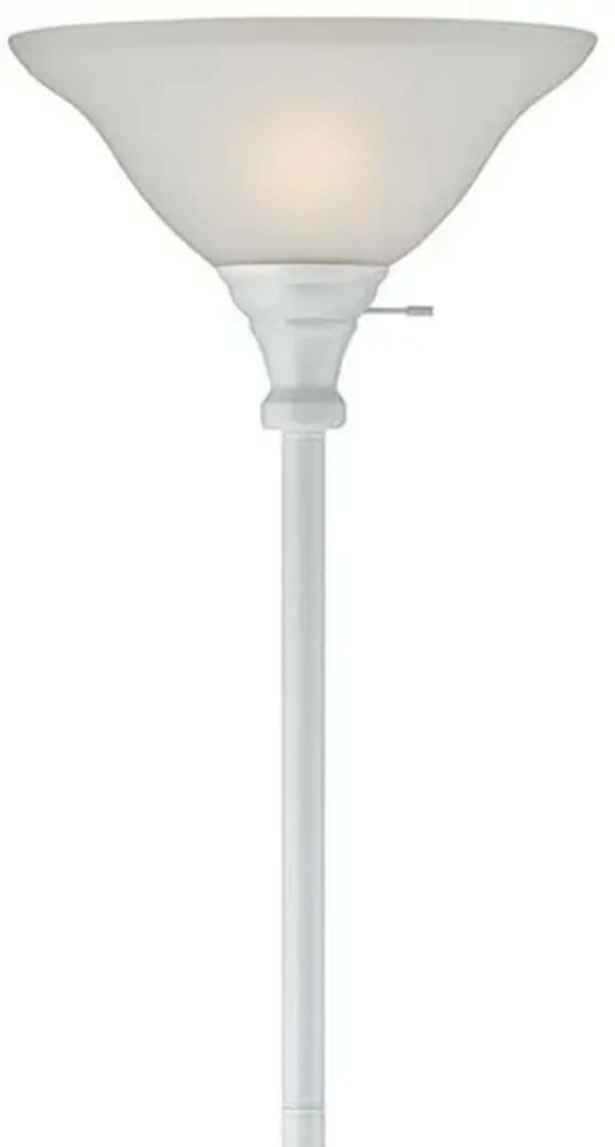 3 Way Torchiere Floor Lamp with Frosted Glass shade and Stable Base, White-Benzara