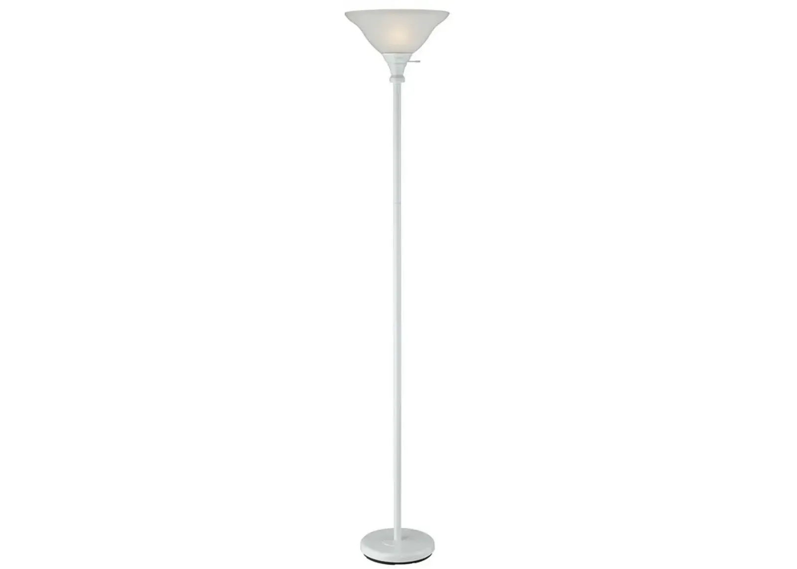 3 Way Torchiere Floor Lamp with Frosted Glass shade and Stable Base, White-Benzara