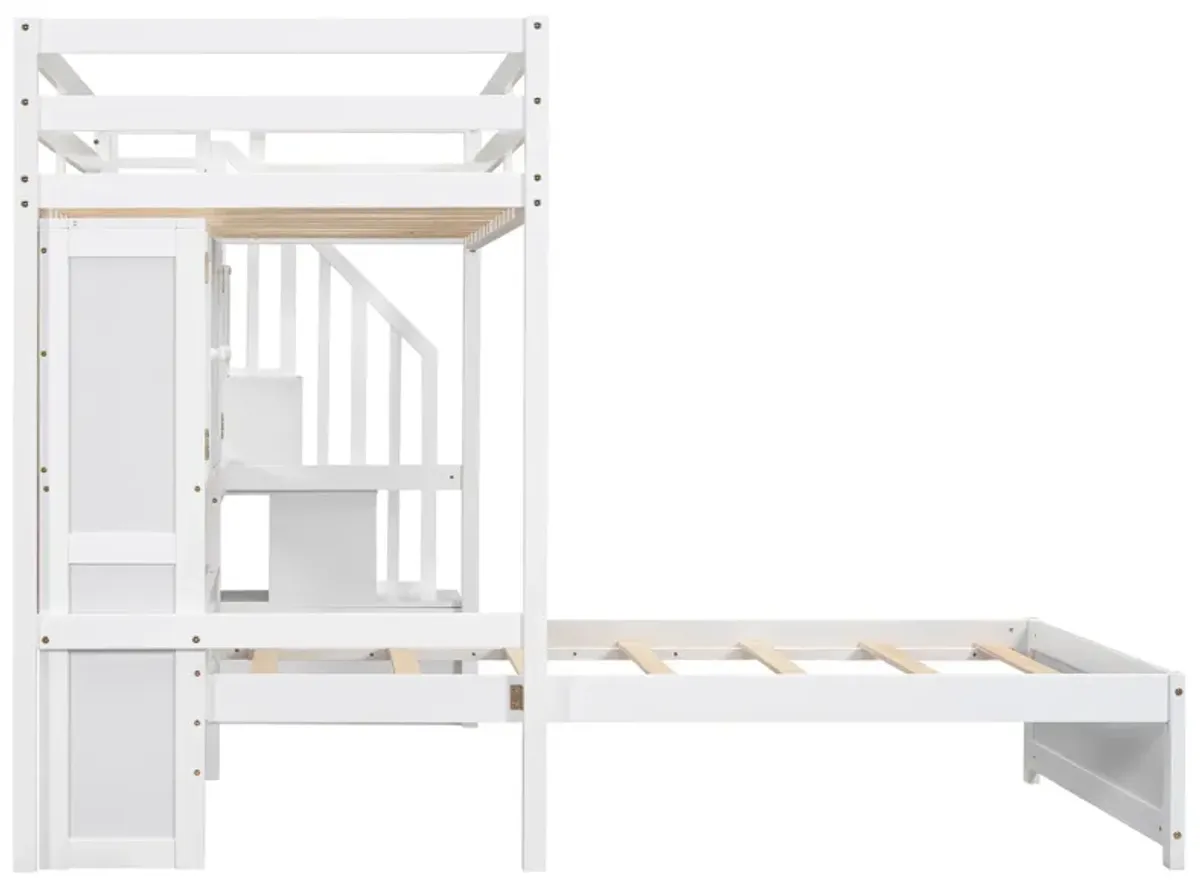 Merax Loft Bed with Built-in Desk and Staircase