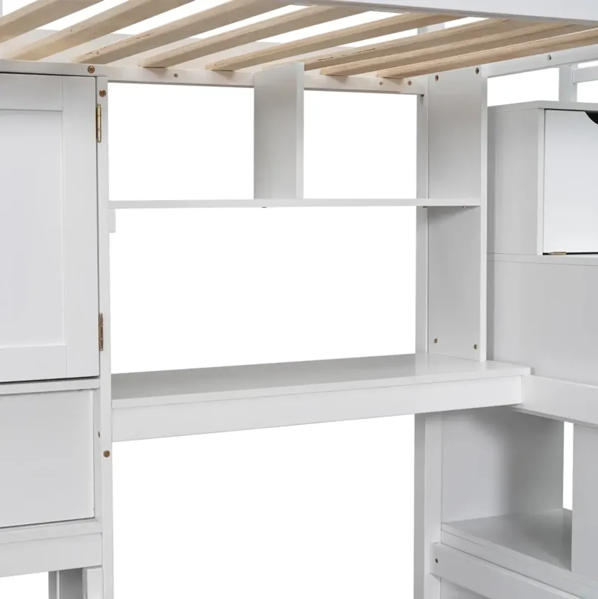 Merax Loft Bed with Built-in Desk and Staircase