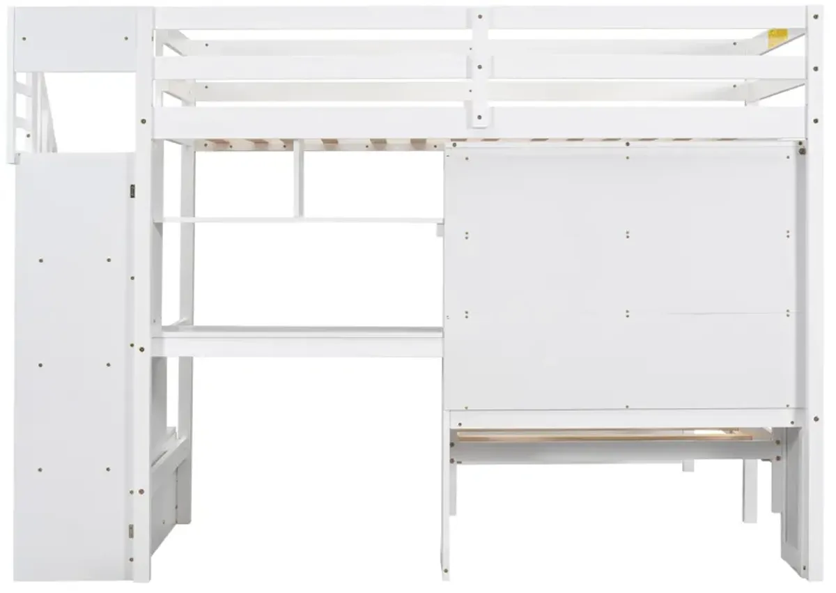 Merax Loft Bed with Built-in Desk and Staircase