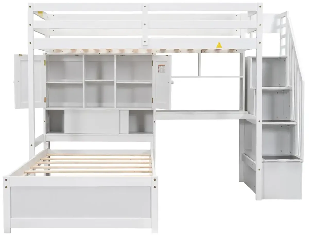 Merax Loft Bed with Built-in Desk and Staircase