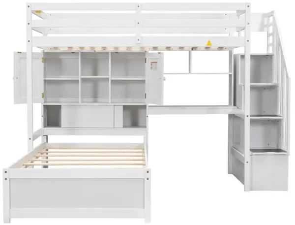Merax Loft Bed with Built-in Desk and Staircase