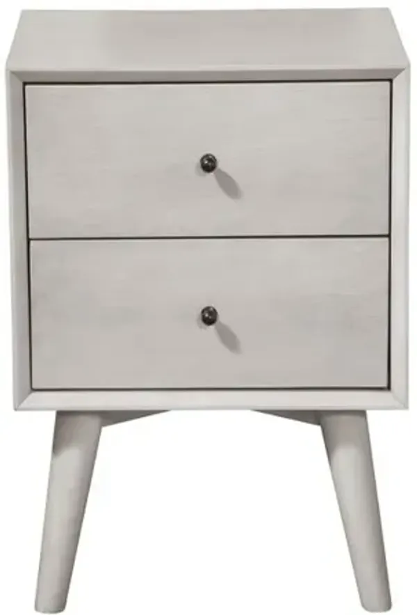Flynn Mid Century Modern 2 Drawer Nightstand, Gray