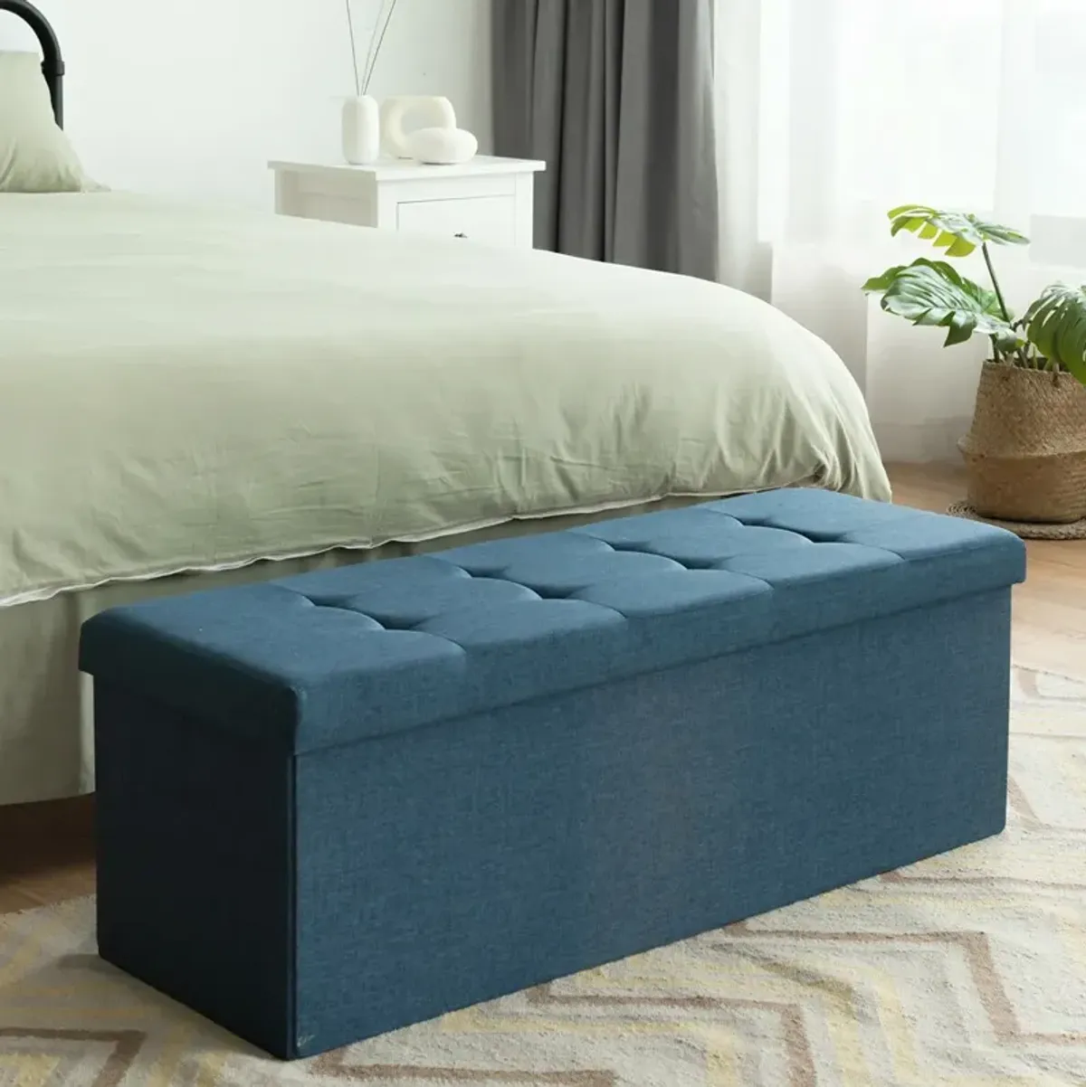 Fabric Folding Storage with Divider Bed End Bench