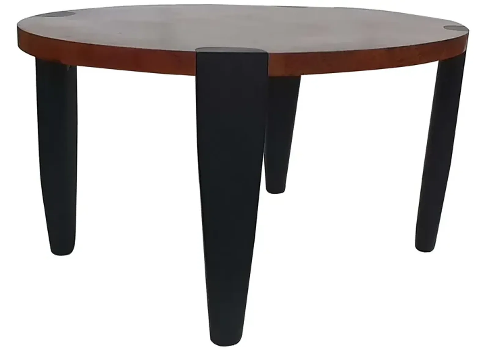 Max 35 Inch Oval Top Coffee Table, Mango Wood, Iron Frame, Brown, Black-Benzara