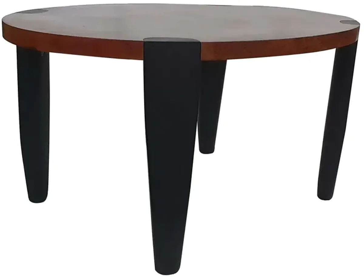 Max 35 Inch Oval Top Coffee Table, Mango Wood, Iron Frame, Brown, Black-Benzara