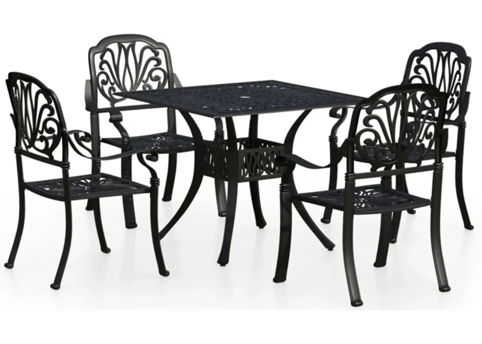 vidaXL 5 Piece Bistro Set Cast Aluminum Black